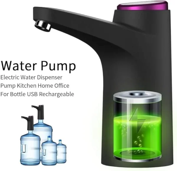 UNICASA™ Portable Water Dispenser for 5 Gallon, Food Grade Silicone Tube Will not Rust water bottle pump, USB Charging, Automatic water gallon pump for Office, Home, Camping, Kitchen, travel and etc - Image 3