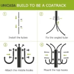 UNICASA™ Coat Rack Freestanding, Coat Tree Hat Hanger Holder 11 Hooks for Jacket Umbrella Tree Stand with Base, Entryway Furniture for Home Office Floor Hanger Organizer Metal Coat Rack - Image 2