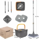 UNICASA™ Spin Square Mop M16 Square Spin Mop and Bucket Set, with Dirty/Clean Water Separation System, Self Rotating Mop-Head for Hardwood Tile Marble Floors (2 Pads) - Image 7