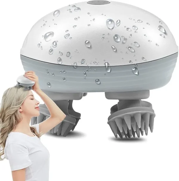 UNICASA™ Electric Scalp & Head Massager | 3 Modes for Hair Growth,Stress Relief | Head Scratcher, Waterproof with 4 Silicone Massage Heads | Scalp Massager Shampoo Brush for Men, Women, Cats & Dogs