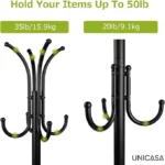 UNICASA™ Coat Rack Freestanding, Coat Tree Hat Hanger Holder 11 Hooks for Jacket Umbrella Tree Stand with Base, Entryway Furniture for Home Office Floor Hanger Organizer Metal Coat Rack - Image 4