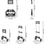 UNICASA™ Folding Hand Truck and Personal Dolly, 165lbs Capacity Aluminium Portable Folding Hand Cart with Rubber Wheels and 1 Bungee Cord, Ideal for Home, Auto, Moving, Office, Travel - Image 2