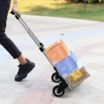 UNICASA™ Folding Hand Truck and Personal Dolly, 165lbs Capacity Aluminium Portable Folding Hand Cart with Rubber Wheels and 1 Bungee Cord, Ideal for Home, Auto, Moving, Office, Travel - Image 3
