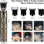 UNICASA™ Professional Electric Hair Clipper for Men,T Blade Beard Hair Trimmer,Clippers Cordless & Rechargeable Electric Shaver Haircut Clipper with Guide Combs,Home Barber Salon Set (Bronze) - Image 2