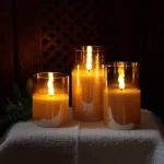 UNICASA™ Gold Glass Battery Operated Candles with Remote, Flameless LED Candle Gift Set, Warm White Light, Batteries Included - Set of 3 - Image 4