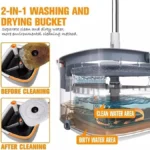 UNICASA™ Spin Square Mop M16 Square Spin Mop and Bucket Set, with Dirty/Clean Water Separation System, Self Rotating Mop-Head for Hardwood Tile Marble Floors (2 Pads) - Image 6