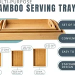 UNICASA™ Bamboo 3 Pack Serving Tray Kitchen Food Tray with Handles Serving Platters Tray Great for Dinners Party,Tea Bar, Table Breakfast Snack - Image 2