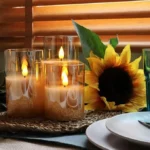 UNICASA™ Gold Glass Battery Operated Candles with Remote, Flameless LED Candle Gift Set, Warm White Light, Batteries Included - Set of 3 - Image 3