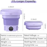 UNICASA ( Upgraded ) ™ Portable Washing Machine,11L Foldable Mini Washing Machine, Portable Washer for Underwear, Socks, BabyClothes, Towels, Pet Items, Apartment, Hotel, RV, Home, Dormitory, Camping, Sickroom - Image 5