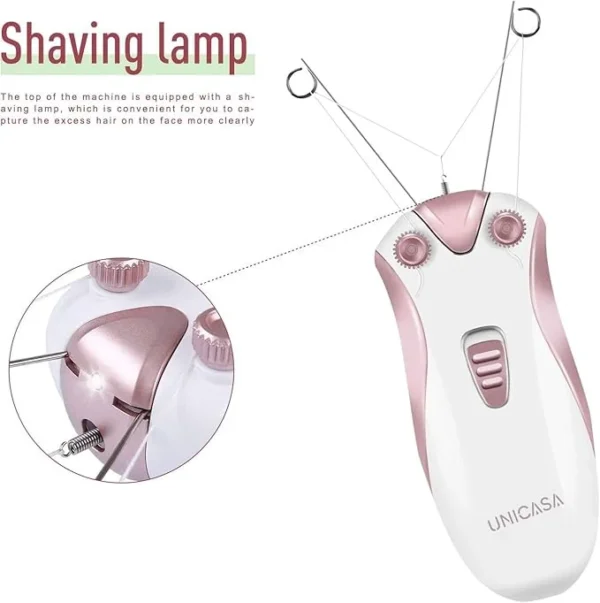 UNICASA™ Facial Threading Hair Removal for Women, Cordless Electric Facial Threading Hair Removal for Women, USB Rechargeable Facial Trimmer Cotton Threading Hair Shaver - Image 4