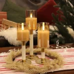 UNICASA™ Gold Glass Battery Operated Candles with Remote, Flameless LED Candle Gift Set, Warm White Light, Batteries Included - Set of 3 - Image 5