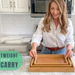 UNICASA™ Bamboo 3 Pack Serving Tray Kitchen Food Tray with Handles Serving Platters Tray Great for Dinners Party,Tea Bar, Table Breakfast Snack - Image 3