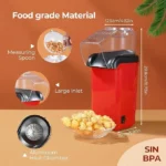 UNICASA™ Popcorn Maker, Electric Popcorn Maker Machine, 1200W Popcorn Machine with Hot Air, Ready in 2 Mins, One-button Operation, Healthy & Oil-Free, Home Made for Kids Movie Nights Parties - Image 4