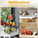 UNICASA™ 3 Tier Countertop Fruit Basket,Portable Fruit Bowle Basket,Detachable Metal Rectangle Basket Storage for Kitchen Organizer Storage & Dining Room Fruits Vegetable Bread Snacks - Image 4
