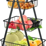 UNICASA™ 3 Tier Countertop Fruit Basket,Portable Fruit Bowle Basket,Detachable Metal Rectangle Basket Storage for Kitchen Organizer Storage & Dining Room Fruits Vegetable Bread Snacks