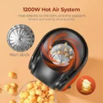 UNICASA™ Popcorn Maker, Electric Popcorn Maker Machine, 1200W Popcorn Machine with Hot Air, Ready in 2 Mins, One-button Operation, Healthy & Oil-Free, Home Made for Kids Movie Nights Parties - Image 5