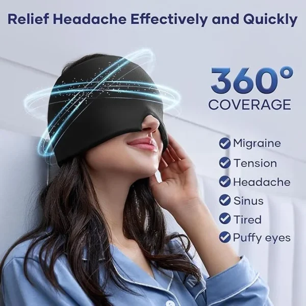 UNICASA™ Migraine Relief Cap, Migraine Headache Relief Cap Hat Mask Products, Cooling Gel Hat Head Wrap for Migraine, Tension, Stress & Puffy Eyes,Natural Therapy for Instant Headache Relief - Image 6