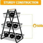 UNICASA™ 3 Tier Countertop Fruit Basket,Portable Fruit Bowle Basket,Detachable Metal Rectangle Basket Storage for Kitchen Organizer Storage & Dining Room Fruits Vegetable Bread Snacks - Image 5
