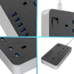 UNICASA™ Power Strip with 3 Outlets, 6 Quick USB Ports, Surge Protection, and Child-Safe Design - Long Cord, Universal Socket, 6.5ft Power Cord, 2500W Circuit Breaker - Efficient Charging Station - Image 5
