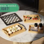 UNICASA™ Bamboo 3 Pack Serving Tray Kitchen Food Tray with Handles Serving Platters Tray Great for Dinners Party,Tea Bar, Table Breakfast Snack - Image 6