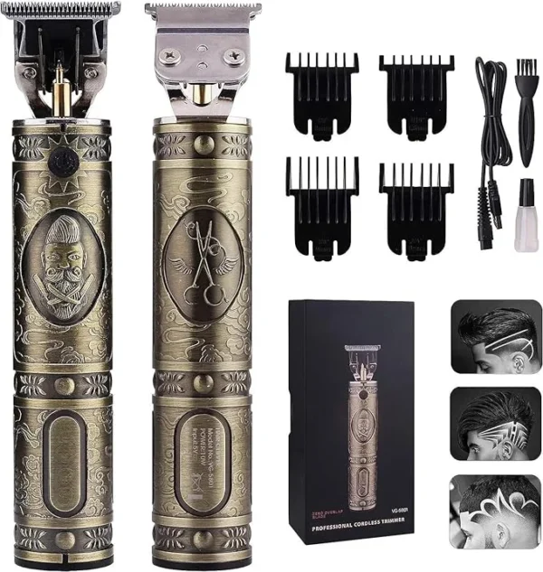 UNICASA™ Professional Electric Hair Clipper for Men,T Blade Beard Hair Trimmer,Clippers Cordless & Rechargeable Electric Shaver Haircut Clipper with Guide Combs,Home Barber Salon Set (Bronze)