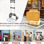 UNICASA™ Folding Hand Truck and Personal Dolly, 165lbs Capacity Aluminium Portable Folding Hand Cart with Rubber Wheels and 1 Bungee Cord, Ideal for Home, Auto, Moving, Office, Travel - Image 6