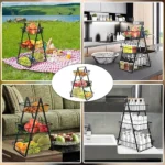 UNICASA™ 3 Tier Countertop Fruit Basket,Portable Fruit Bowle Basket,Detachable Metal Rectangle Basket Storage for Kitchen Organizer Storage & Dining Room Fruits Vegetable Bread Snacks - Image 6
