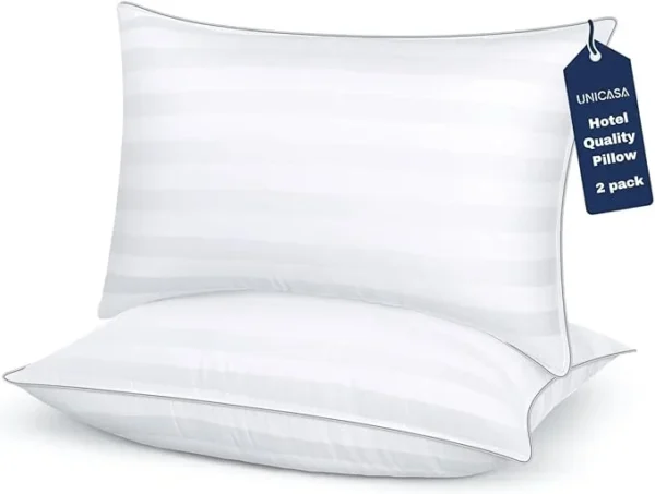UNICASA™ Premium Hotel Quality Pillows (50x75 cm) – Ultra Soft, Hypoallergenic, Memory Foam Alternative وسائد فندقية فاخرة للنوم, Luxury Bed Pillows for Sleeping, Breathable (Pack of 2)